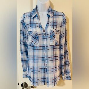 Express Blue, Red, and White Mesh Portofino Checkered Shirt